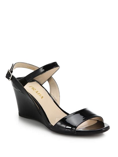 prada black leather wedges|farfetch Prada shoes.